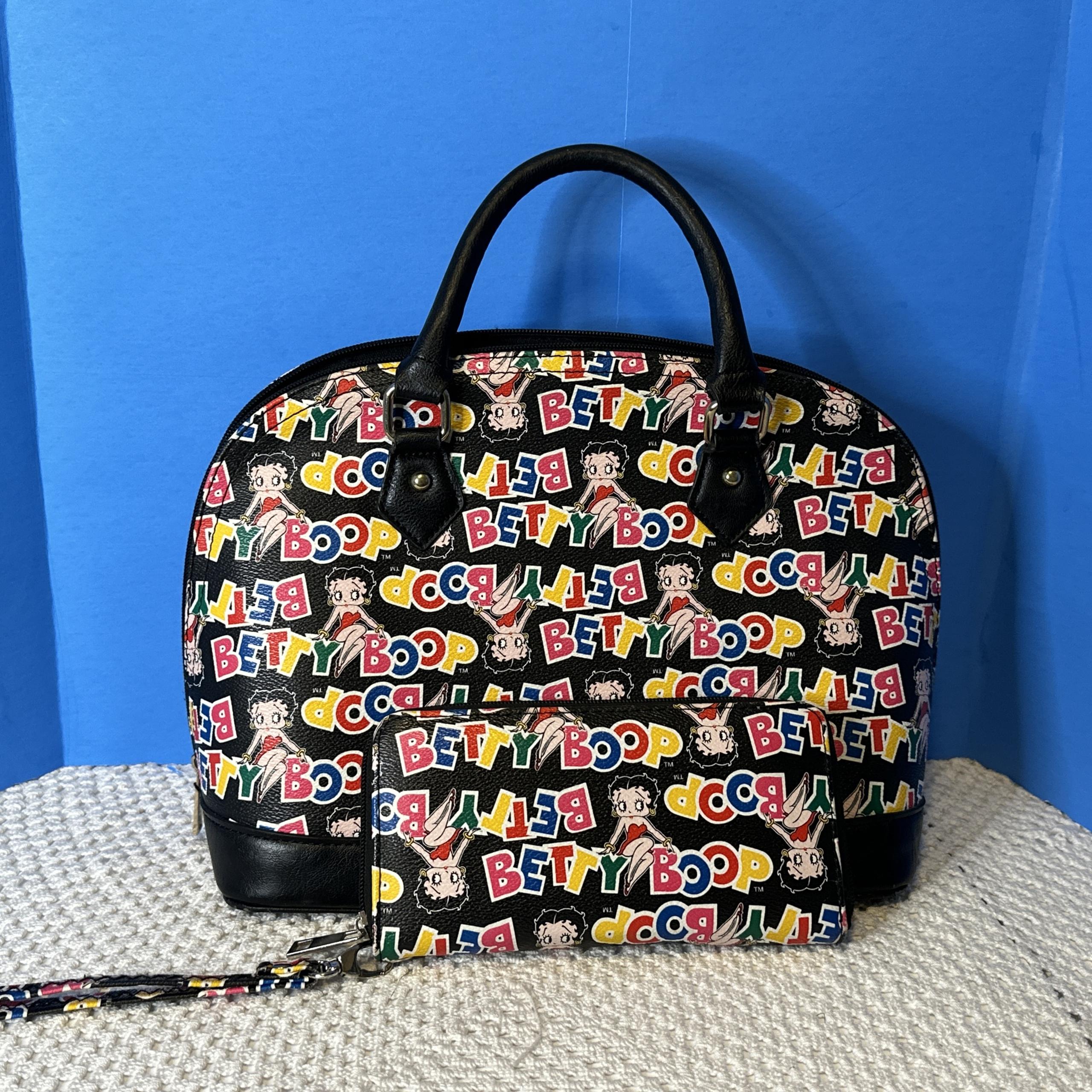 2014 Betty Boop Satchel with Matching Wallet EUC All Over Print