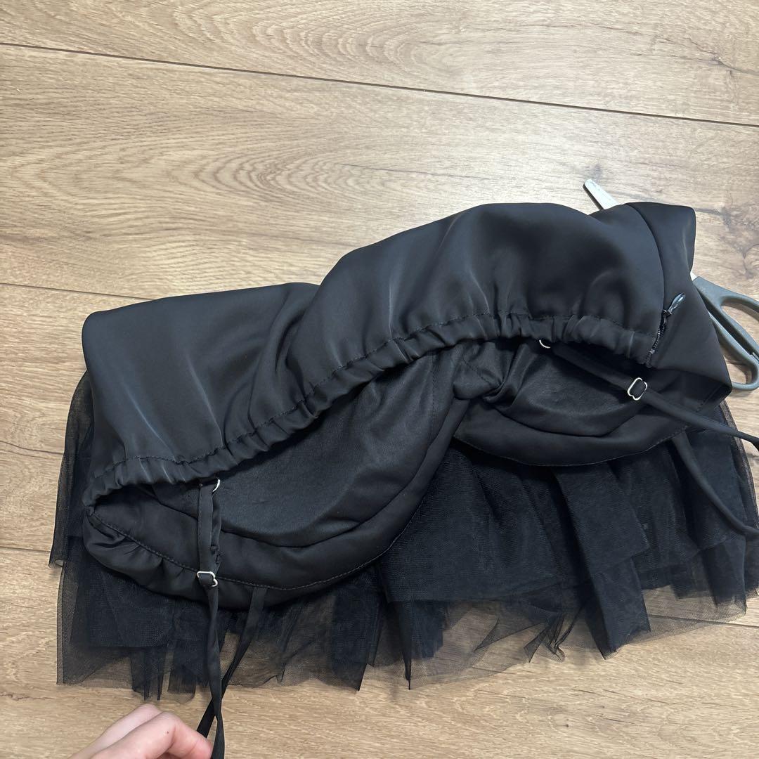 Ribbon bijou peplum cami bustier　black Ribbon bijou peplum cami bustier
