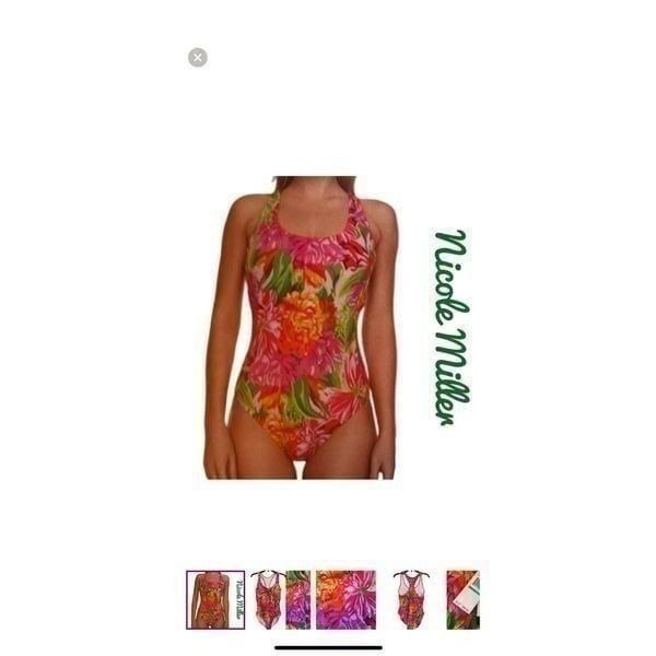 Nicole Miller Women’s Size Medium One Piece Swimsuit Malibu Bloom Floral NWT