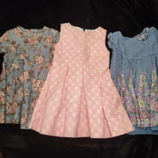 Mayoral / Myrl Set Of 3 Girls T2 92cm 2T Dresses Pink Dots Blue Gray Floral New