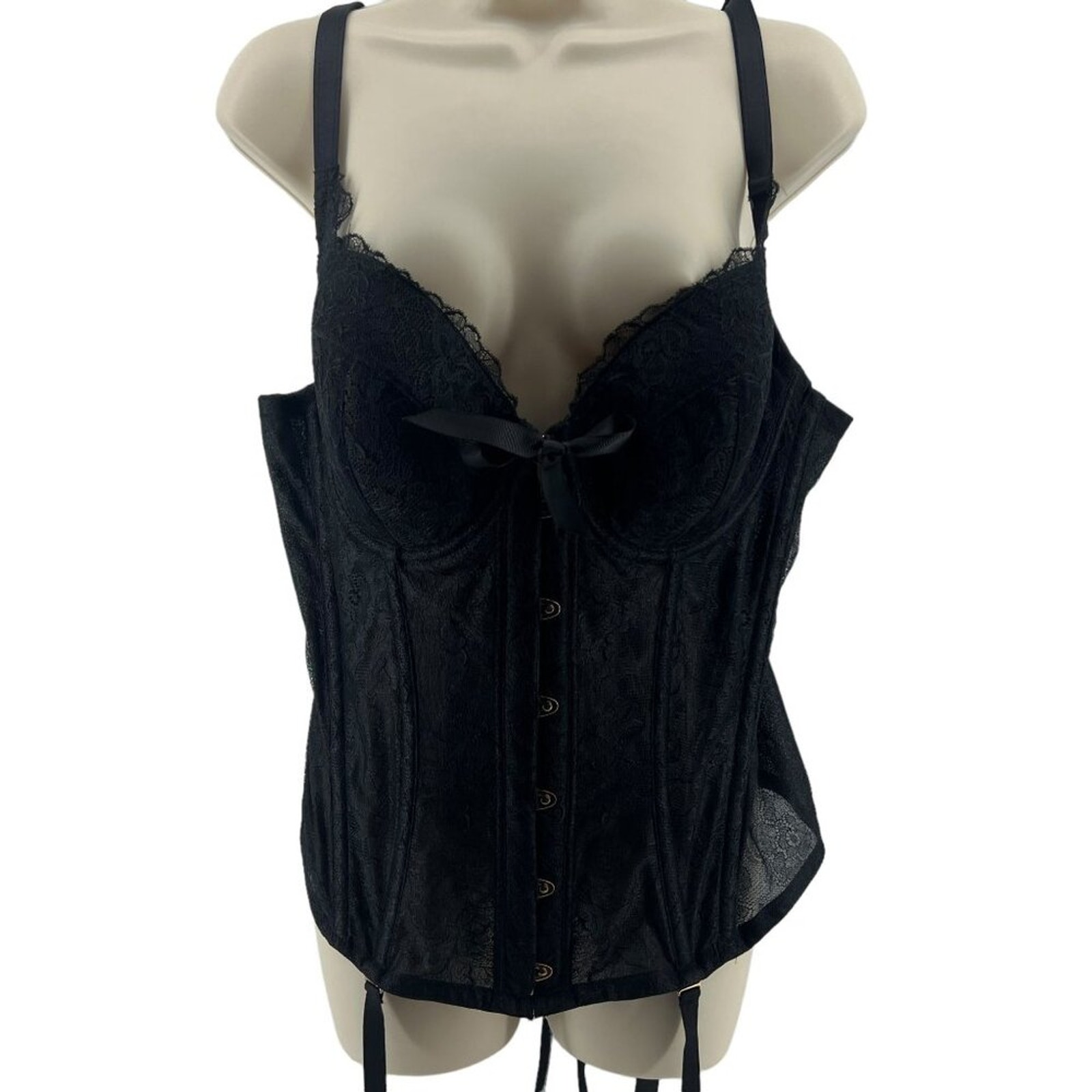 Savage X Fenty Embroidered Lace Corset Black Womens Plus Size 1X