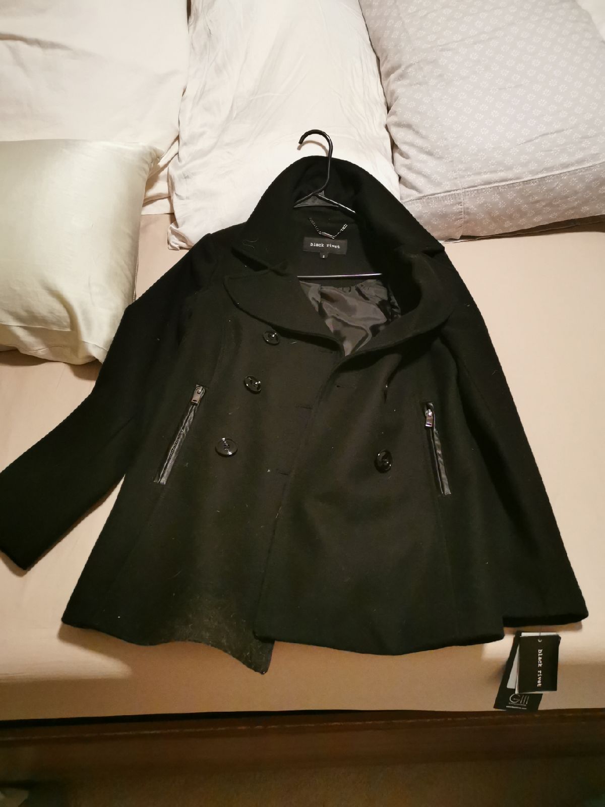 Black rivet wool Coat