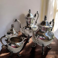 Vintage Silver Tea Set BSC Birmingham Silver on Copper 4pc Coffee Service