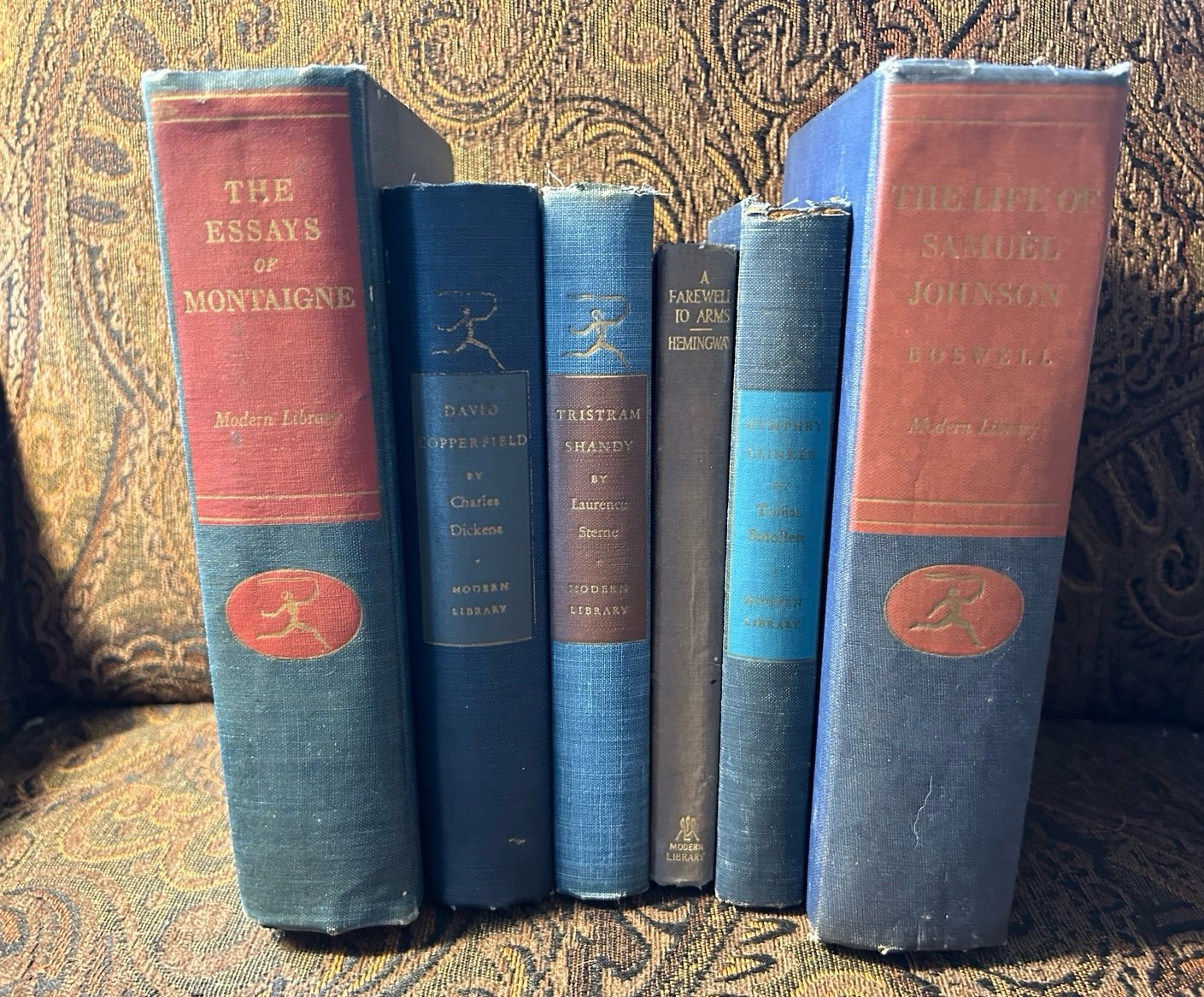 Old Decorative Book Set in Blue Hardcover , Vintage Decor Staging Lot. 1