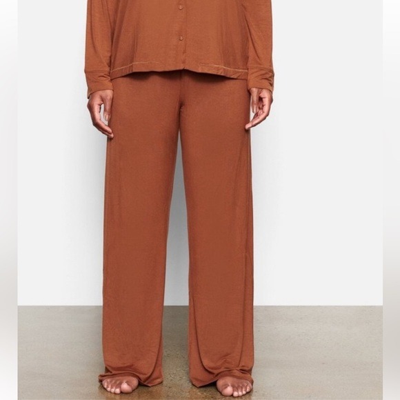 Skims Soft Relaxed Cozy Wide Leg Lounge Pajama Pants in Copper 4XL