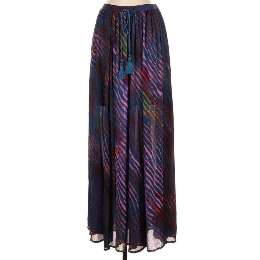 Free People True To You Animal Tiger Zebra Rainbow Print Small Maxi Skirt