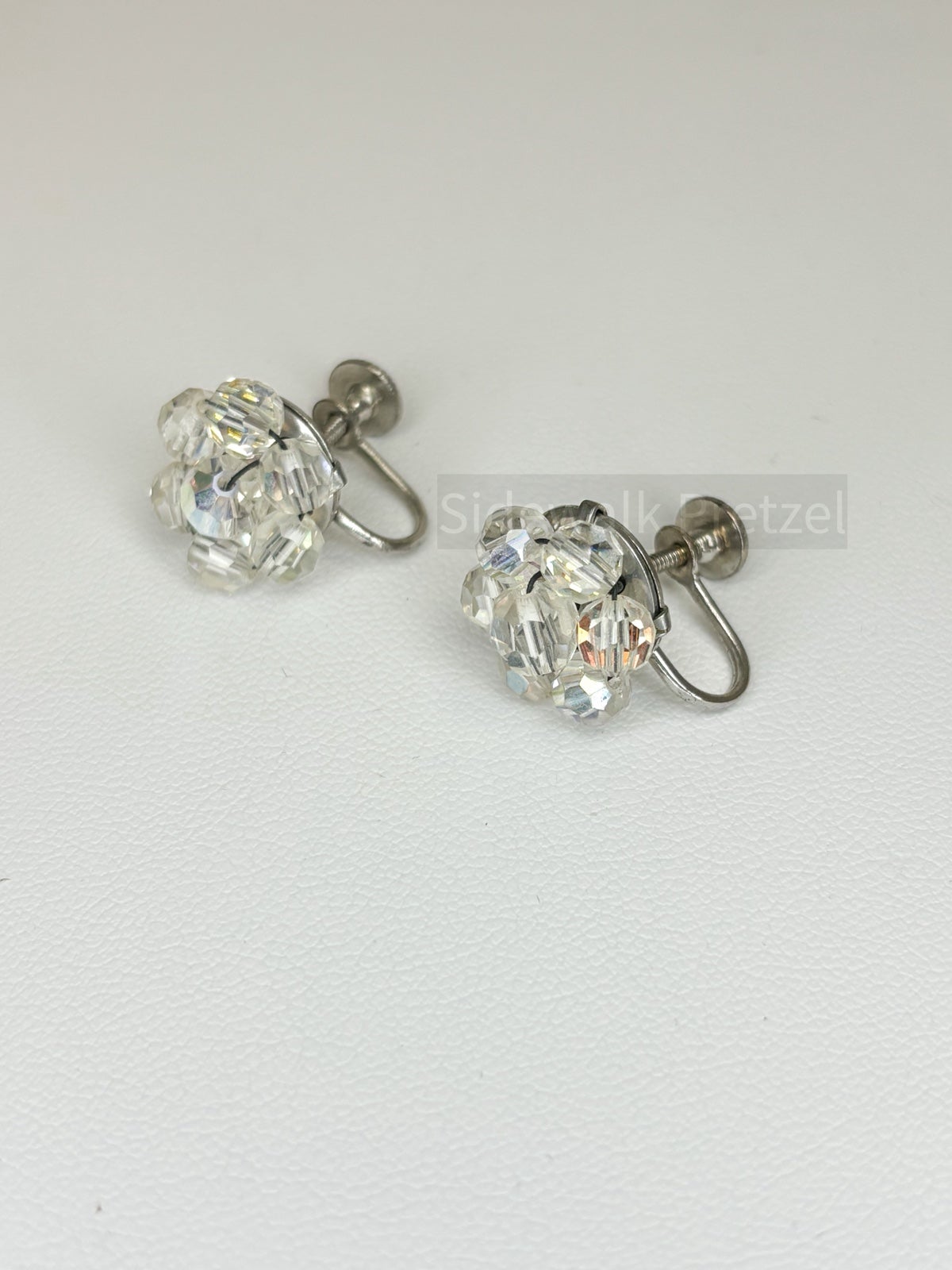 Aurora Borealis Floral Screw Back Earrings