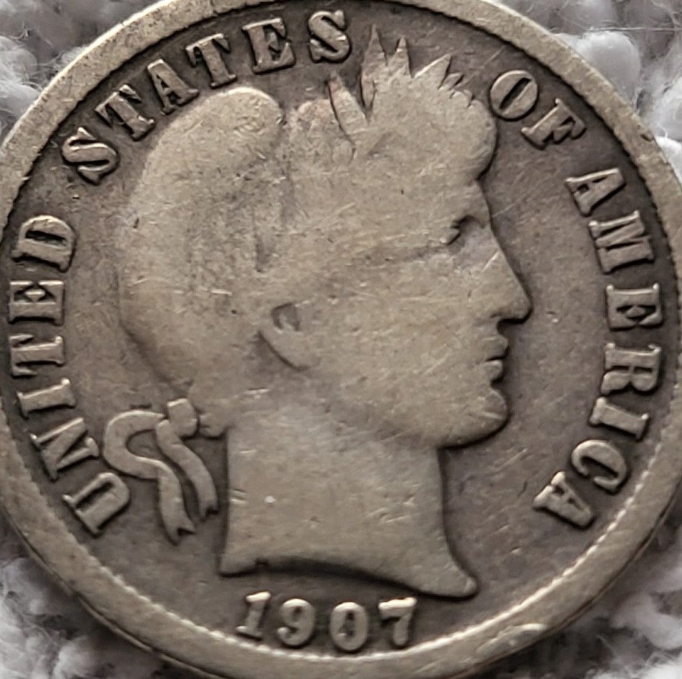 1907 O Barber Silver Dime #1605