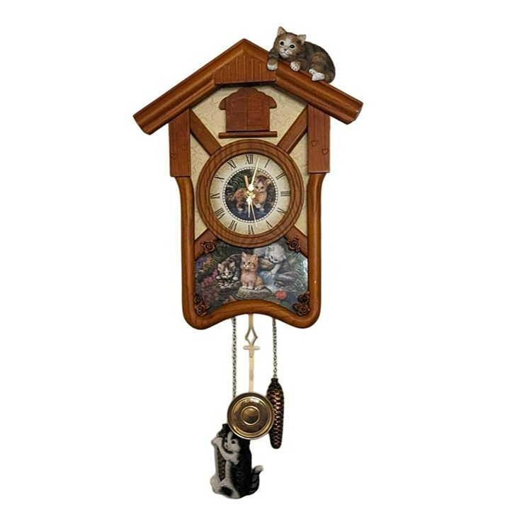 The Bradford Exchange Happy Tails Cuckoo Clock with Kitten Art by Jurgen Scholz