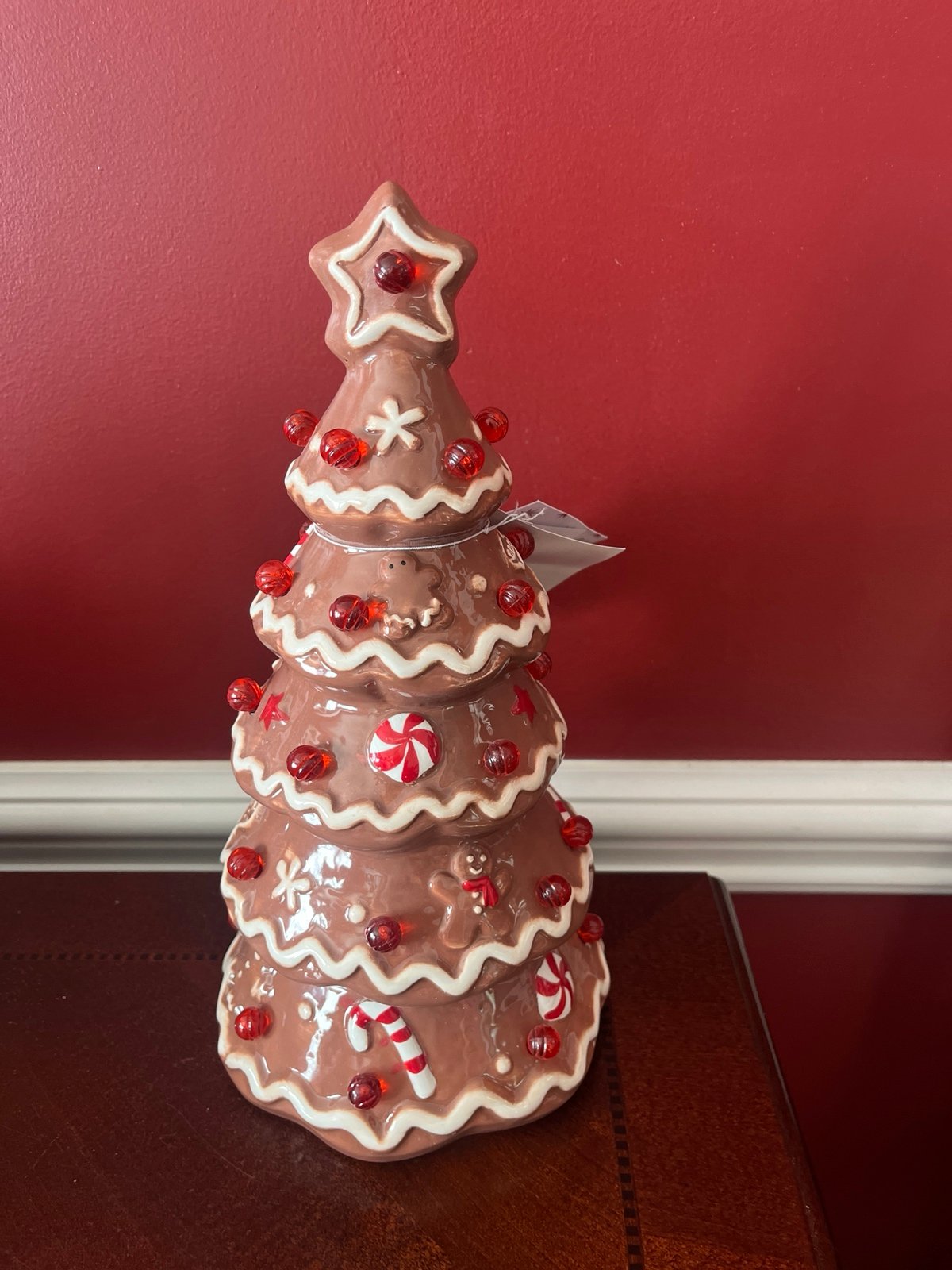 White Pine Nostalgic LED Porcelain -Gingerbread Christmas Tree-NWT