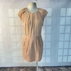 Maje blush pink silk cap sleeve zipper detail sheath dress size 1 or US small