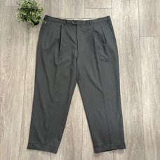 JB Britches Pleated Dress Pants Size 44 x 28.5 Gray Cuffed Wool Made Italy C1387