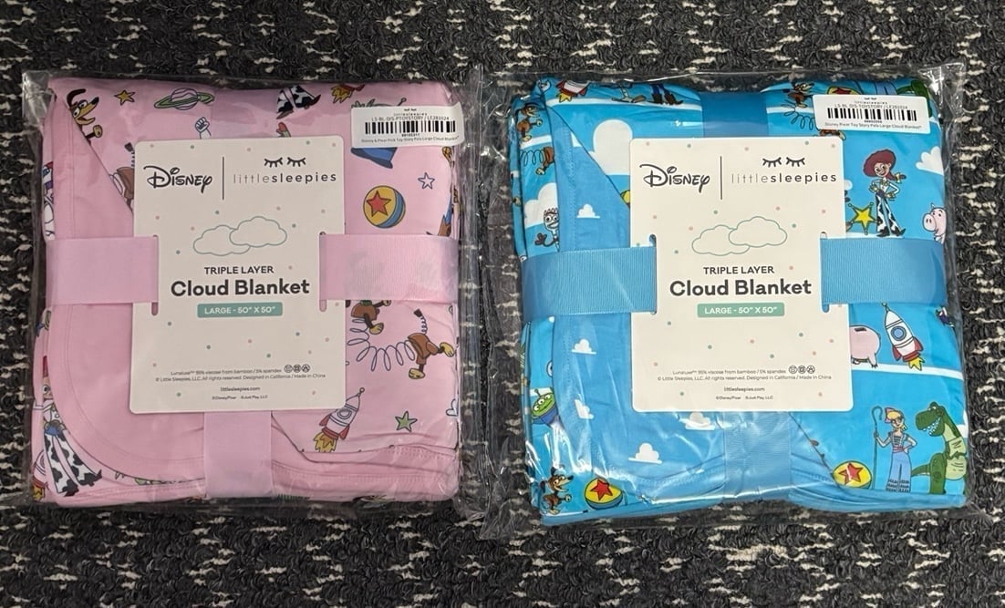 Little Sleepies Pink & Blue Toy Story Cloud Blanket Bundle NIB