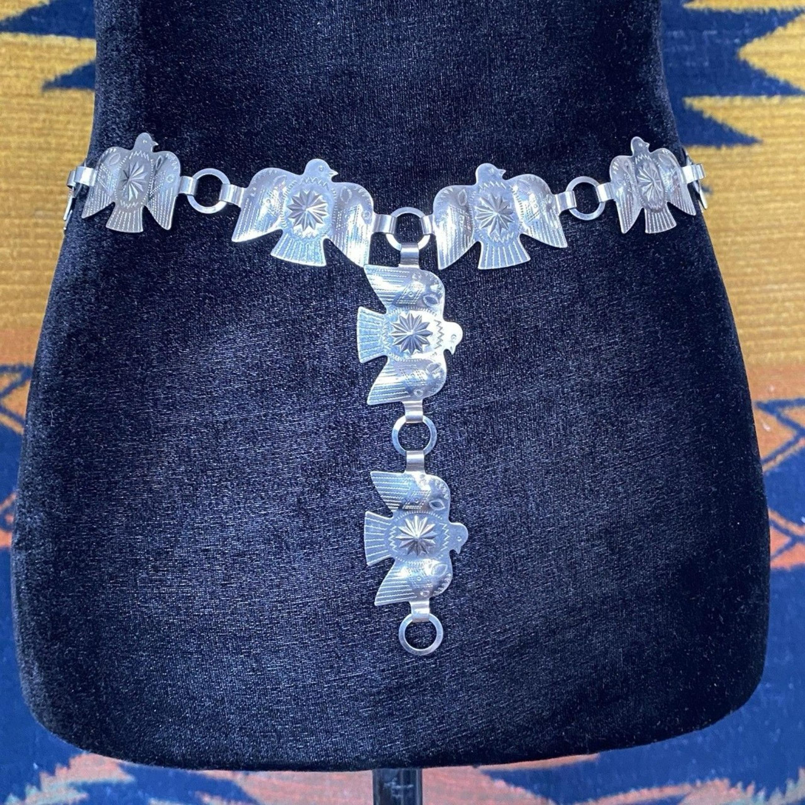 Vintage Thunderbird Concho Belt. Southwestern Boho Festival Style. USA. - Fiesta