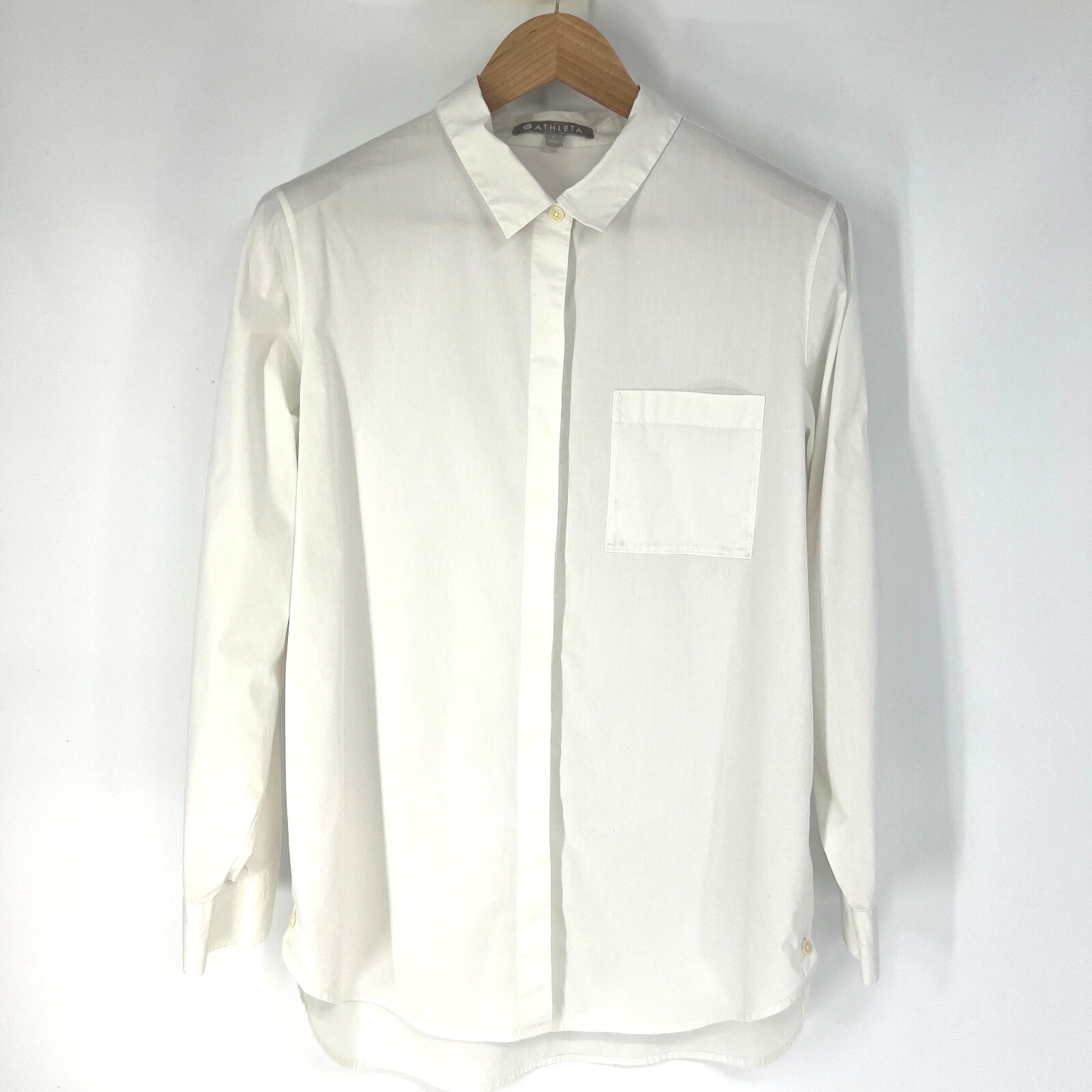 Athleta Nopa Button Up LS Shirt Womens Size L Bright White 352958-00 Oversized
