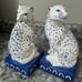 Leopard Opalhouse Ceramic Set Big Cat Bookends Blue White Panther Cheetah PAIR