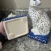Leopard Opalhouse Ceramic Set Big Cat Bookends Blue White Panther Cheetah PAIR