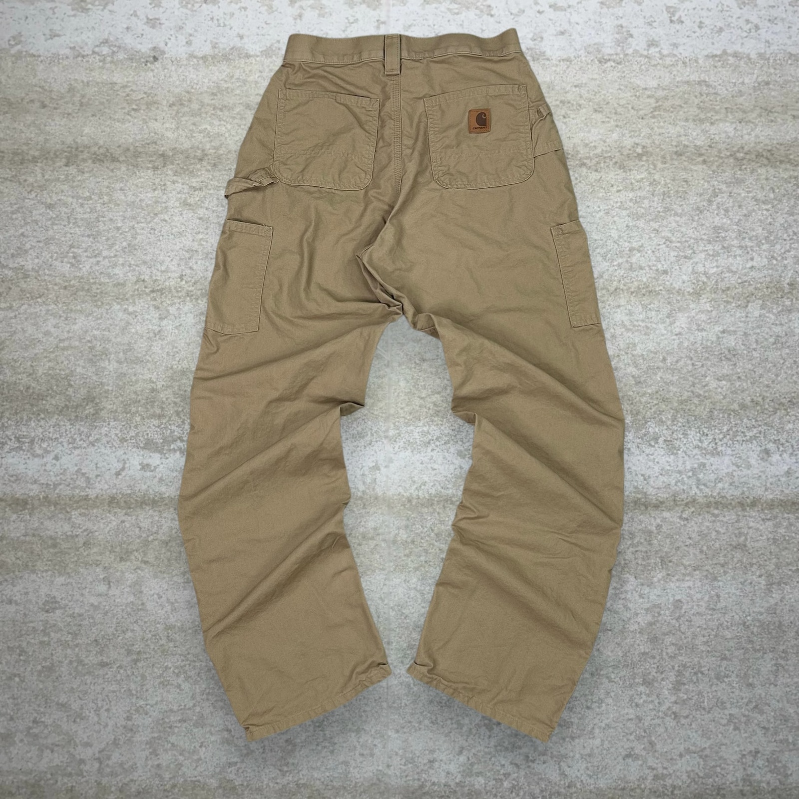 Vintage Carhartt Carpenter Pants Tan Canvas Baggy Wide Leg Dungarees Painter 90s
