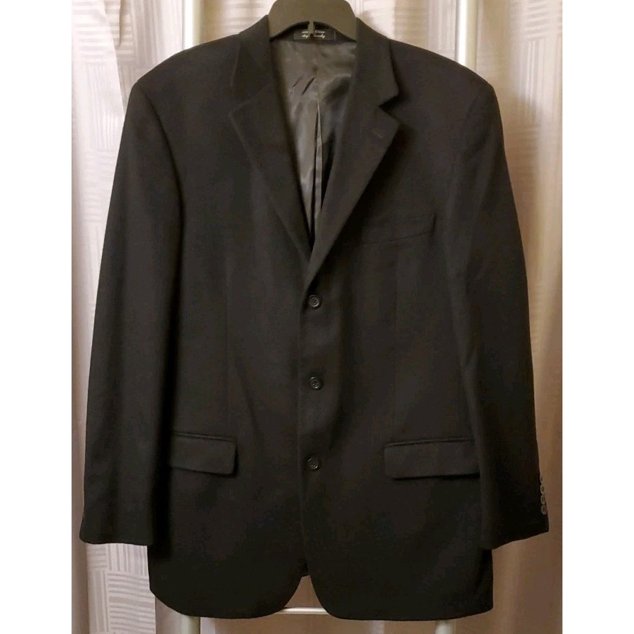 Andrew Fezza Blazer Men's Black 100% Cashmere 3 Button Sz. 42L