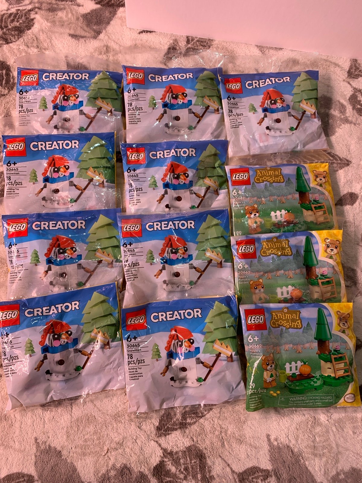 LEGO BULK Creator 30645 Snowman x9, 30662 Animal Crossing x3 - 789 pieces NEW