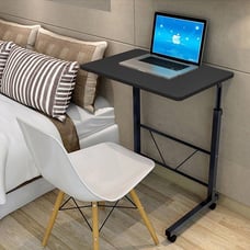 Adjustable Mobile Standing Desk Pneumatic Overbed Table Rolling Laptop Cart