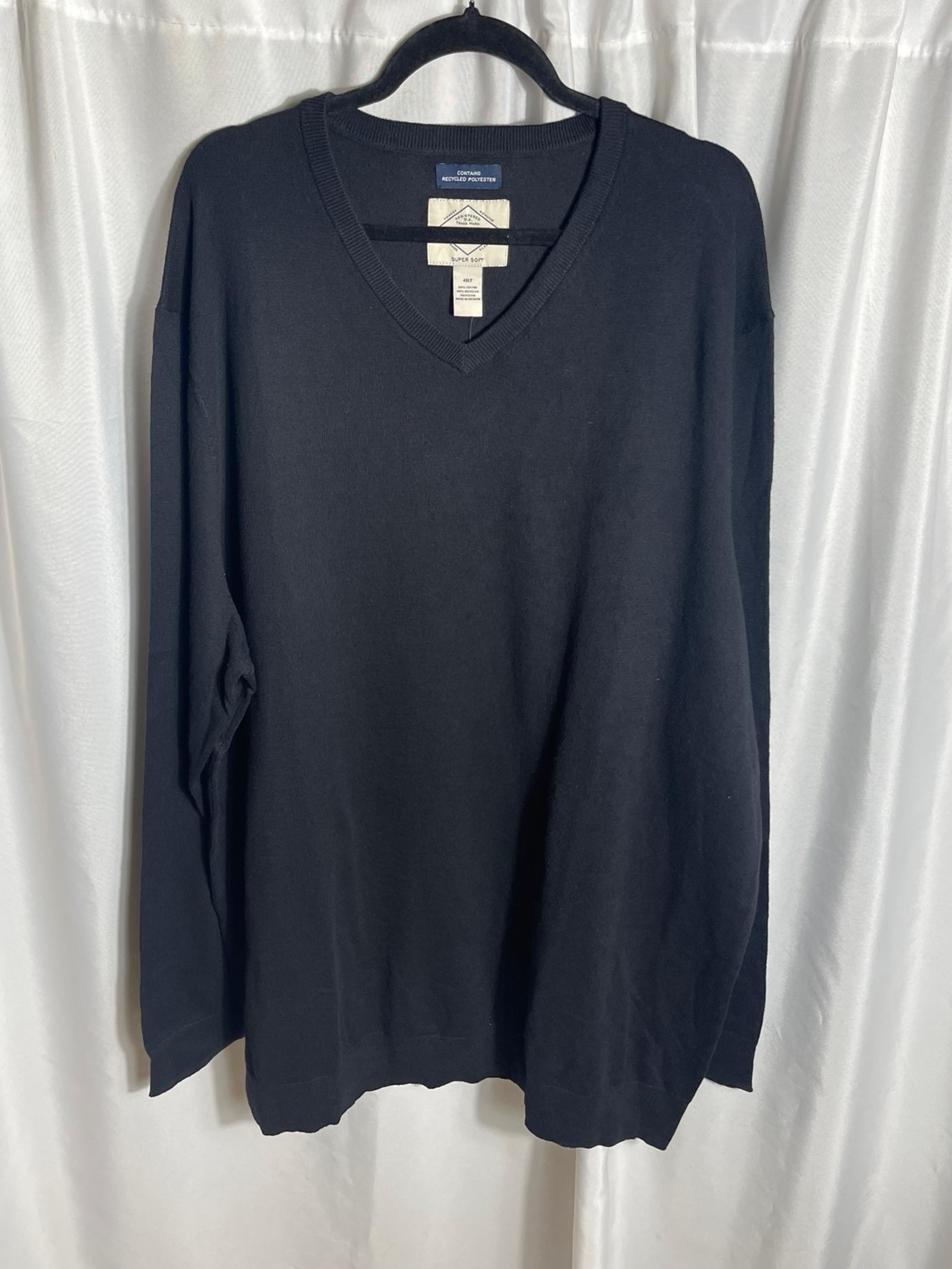 St. John’s Bay Men's Big and Tall Size 4XLT Black V-Neck Sweater NWT