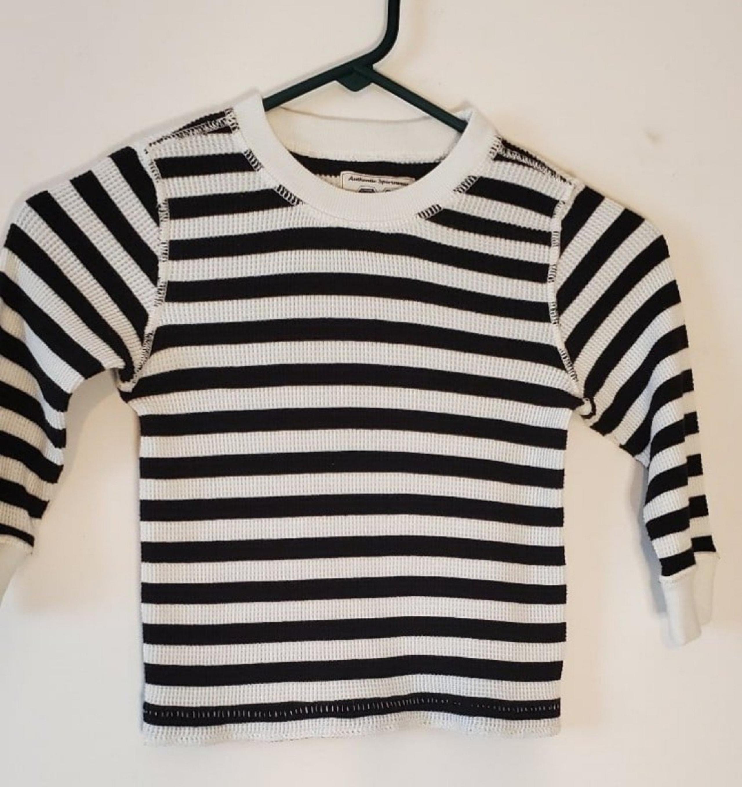 Waffle weave boy girl top childrens place 3t black white striped - Pugsley Adams