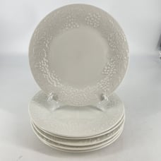 Set of 6 Gibson Four Seasons White Salad Plates Embossed Floral Fruit 7 3/4