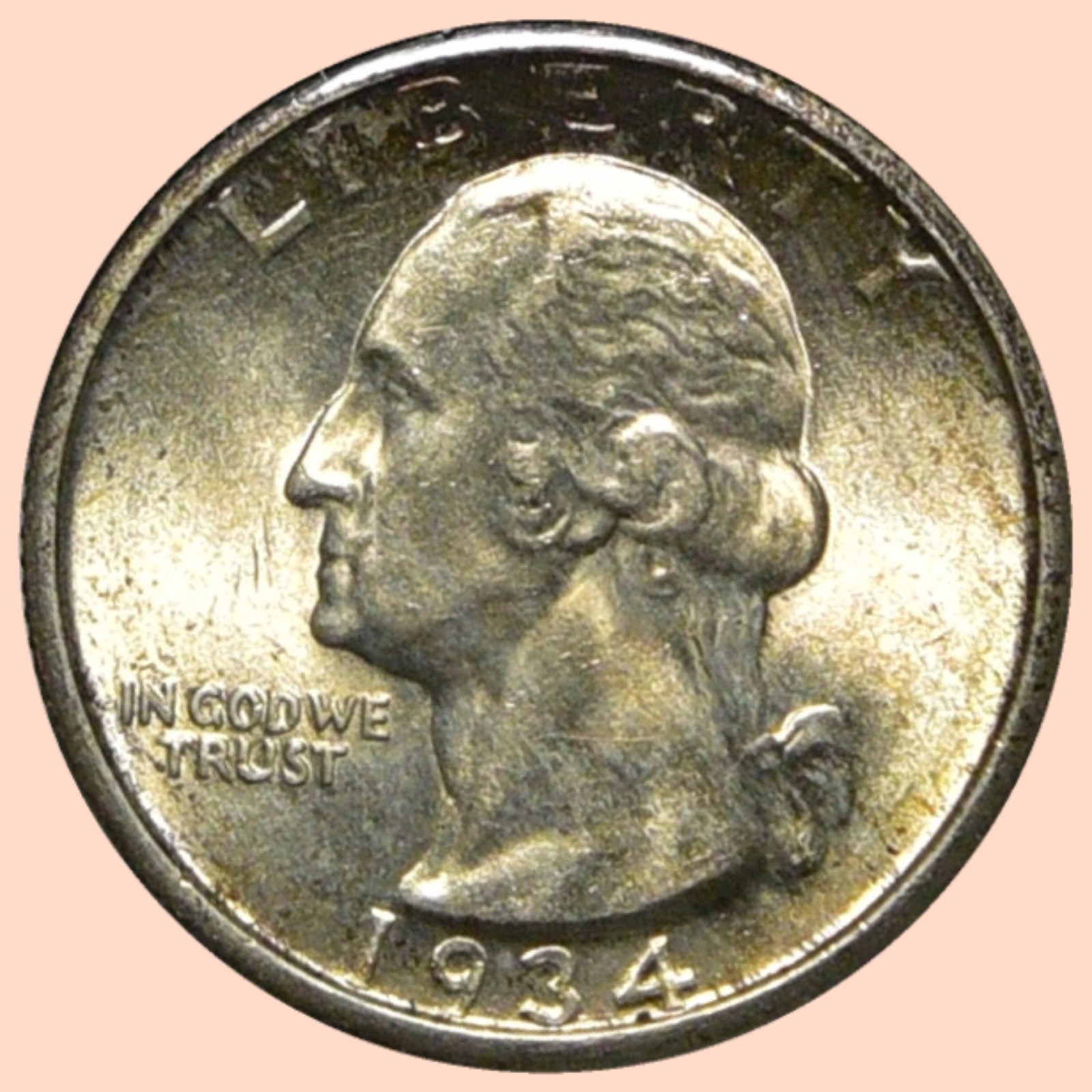 1934 Washington Silver Quarter 25C | AU+/Unc. *M345