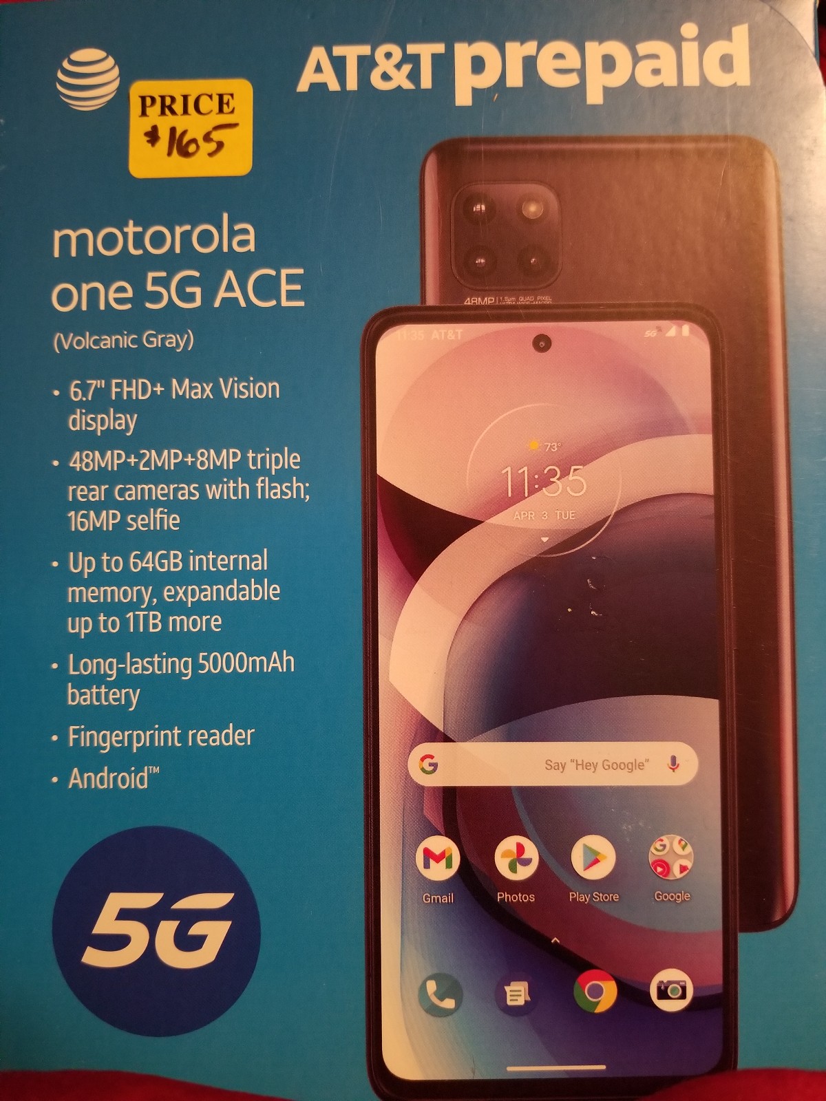 New AT&T Motorola One 5G ACE Prepaid Phone