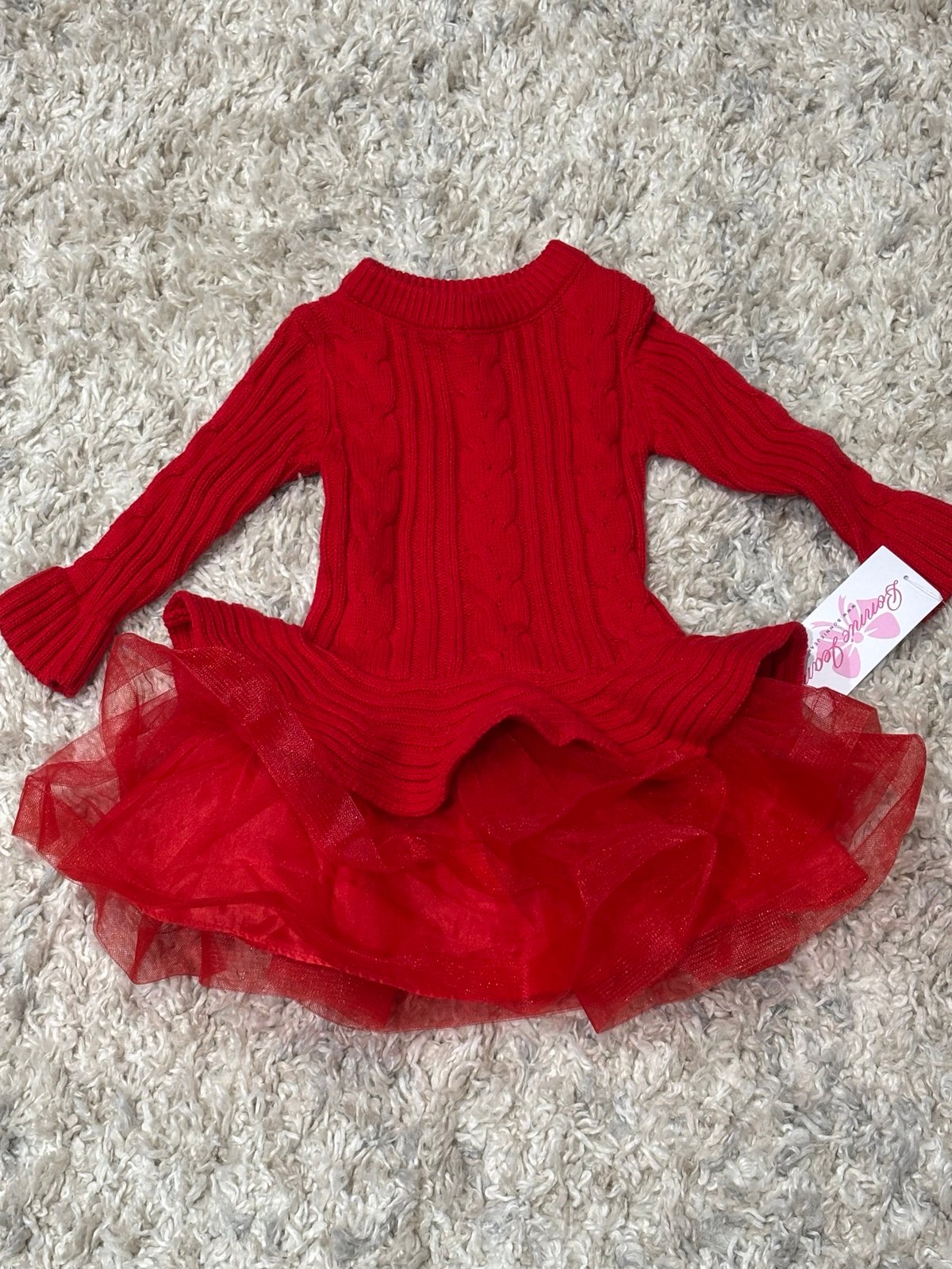 NEW Bonnie Jean Red Knit Girls Dress Size 2 70 Retail Valentines Day