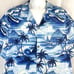 Royal Hawaiian Creations Tiki Palms Blue XXXL Aloha Shirt 3XL Mens 57x32 Cotton
