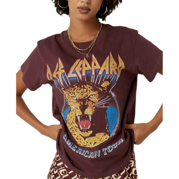 Daydreamer Womens T Shirt Def Leppard American Tour Burgundy S