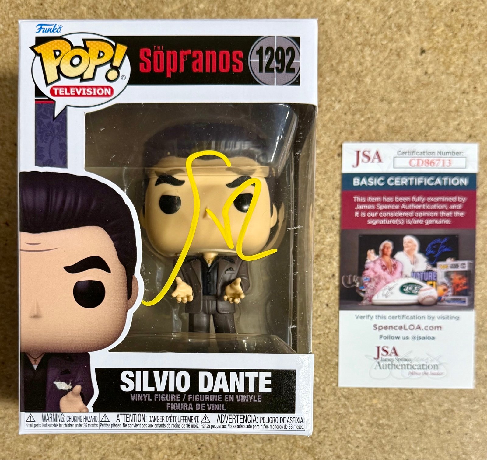 Steven Van Zandt Signed Silvio Dante The Sopranos Funko Pop! #1292 With JSA COA
