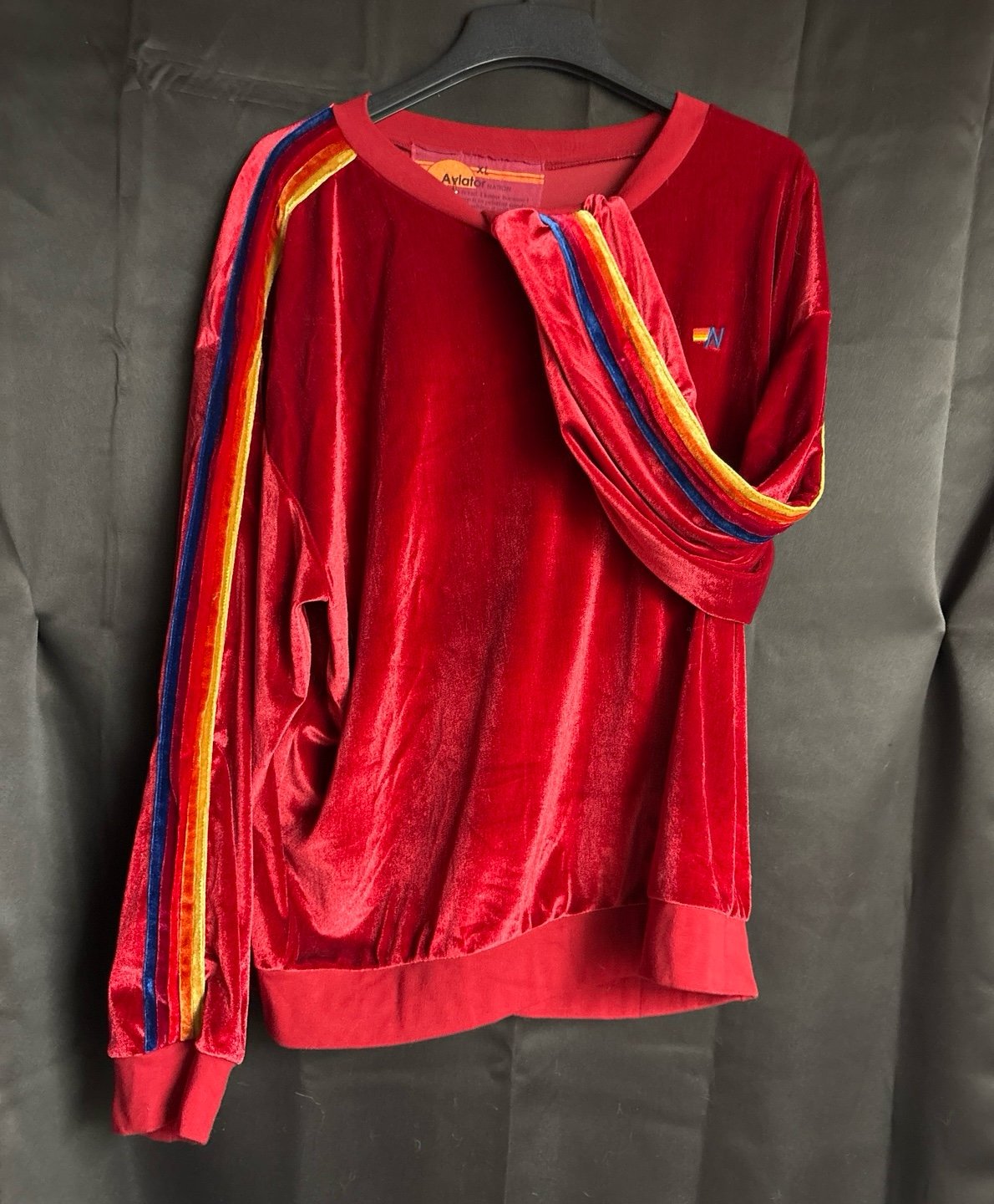 Aviator Nation Red velvet track suit