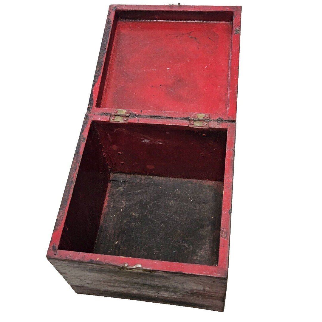 Antique Style, Wooden Red Dark Color Box Vintage, Really Old!