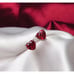 Heart Shaped Garnet Stud Earrings, Red Garnet Heart Earrings, Valentine's Day