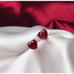 Heart Shaped Garnet Stud Earrings, Red Garnet Heart Earrings, Valentine's Day
