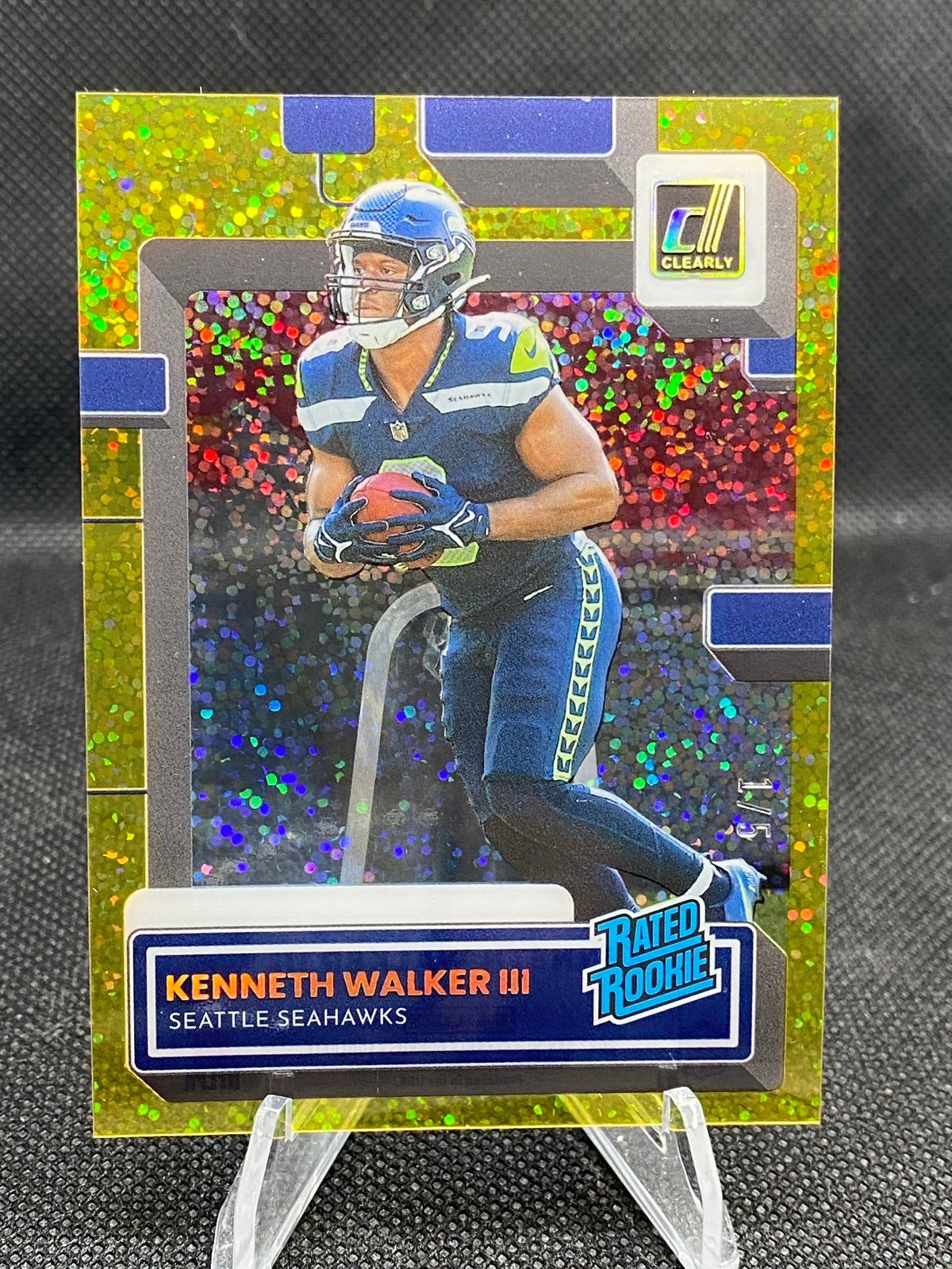 2022 Clearly Donruss Kenneth Walker III Gold Speckle 1/5 SSP