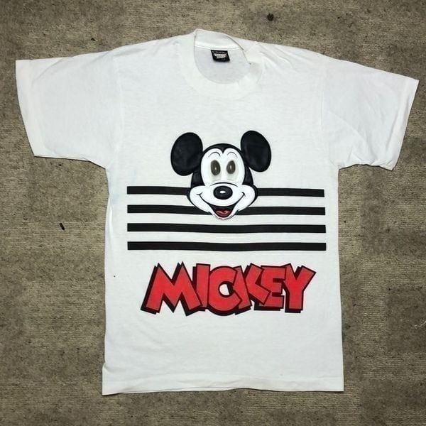 Vintage RARE 1980’s Mickey tee with “3D” plush Mickey and moving eyes.