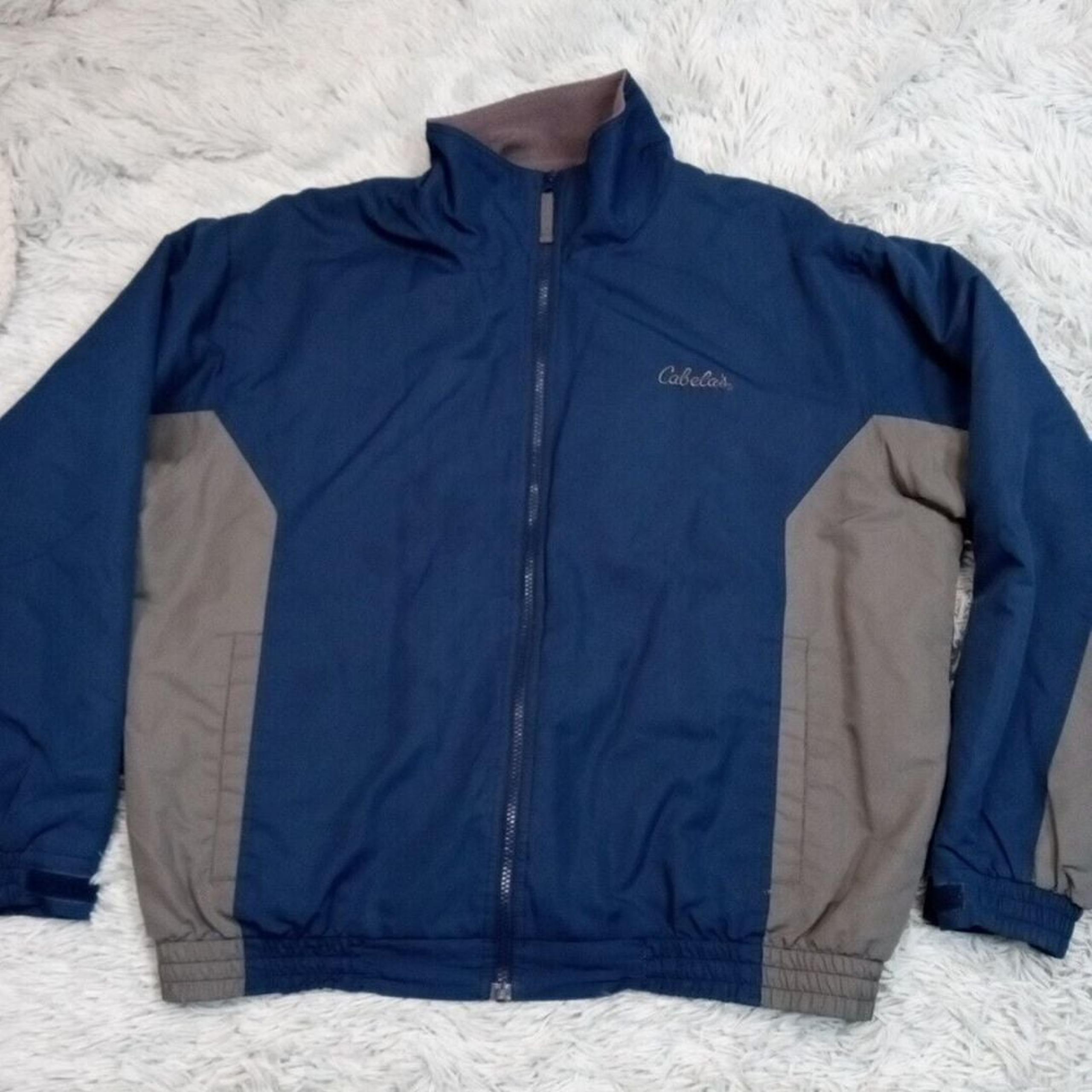 Cabela's Jacket Mens L Blue Coat Fleece Lined Outdoors Gorpcore Lightweight