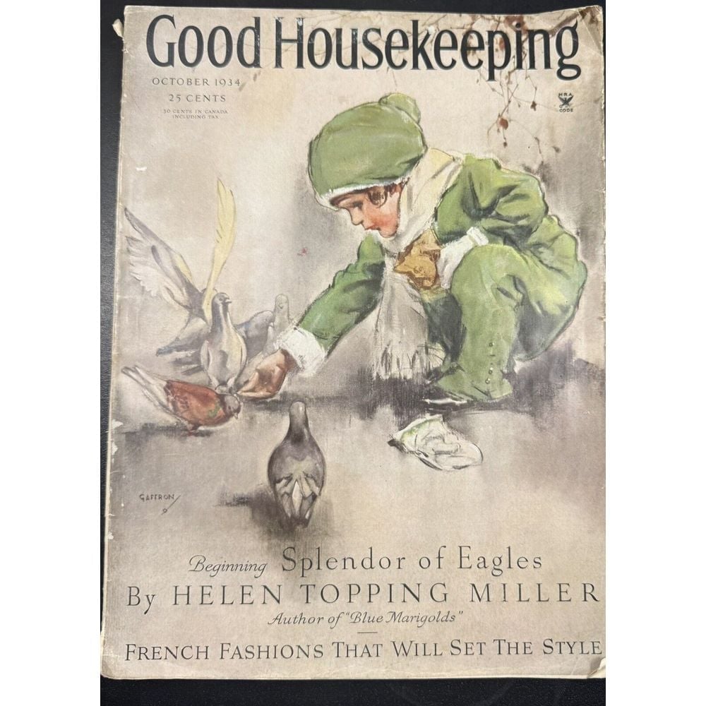 1934 October Good Housekeeping Magazine - French Fashions - Splendor of Eagles