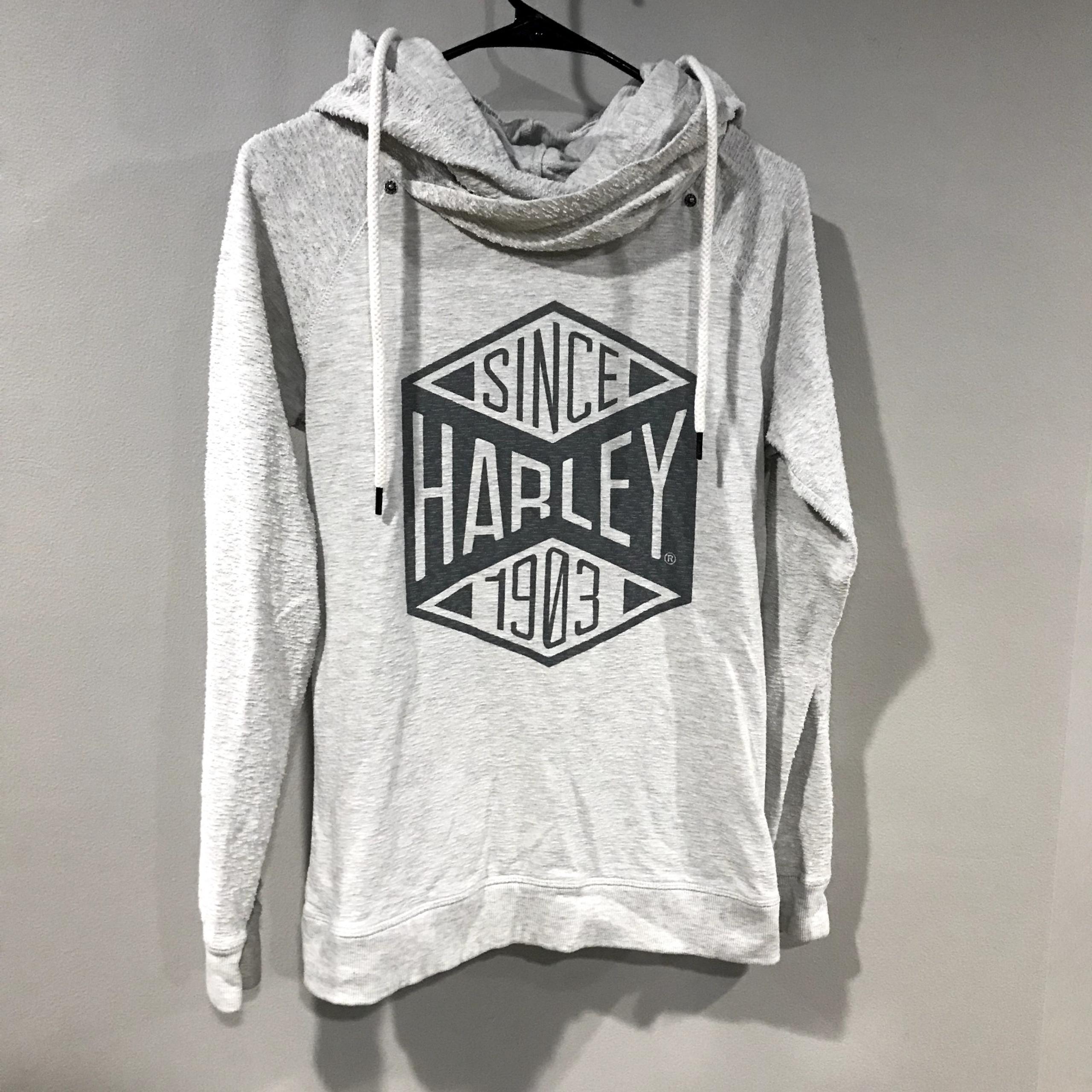 Harley Davidson Motorcycle Women’s Med Grey Long Sleeve Hoodie - COTTON