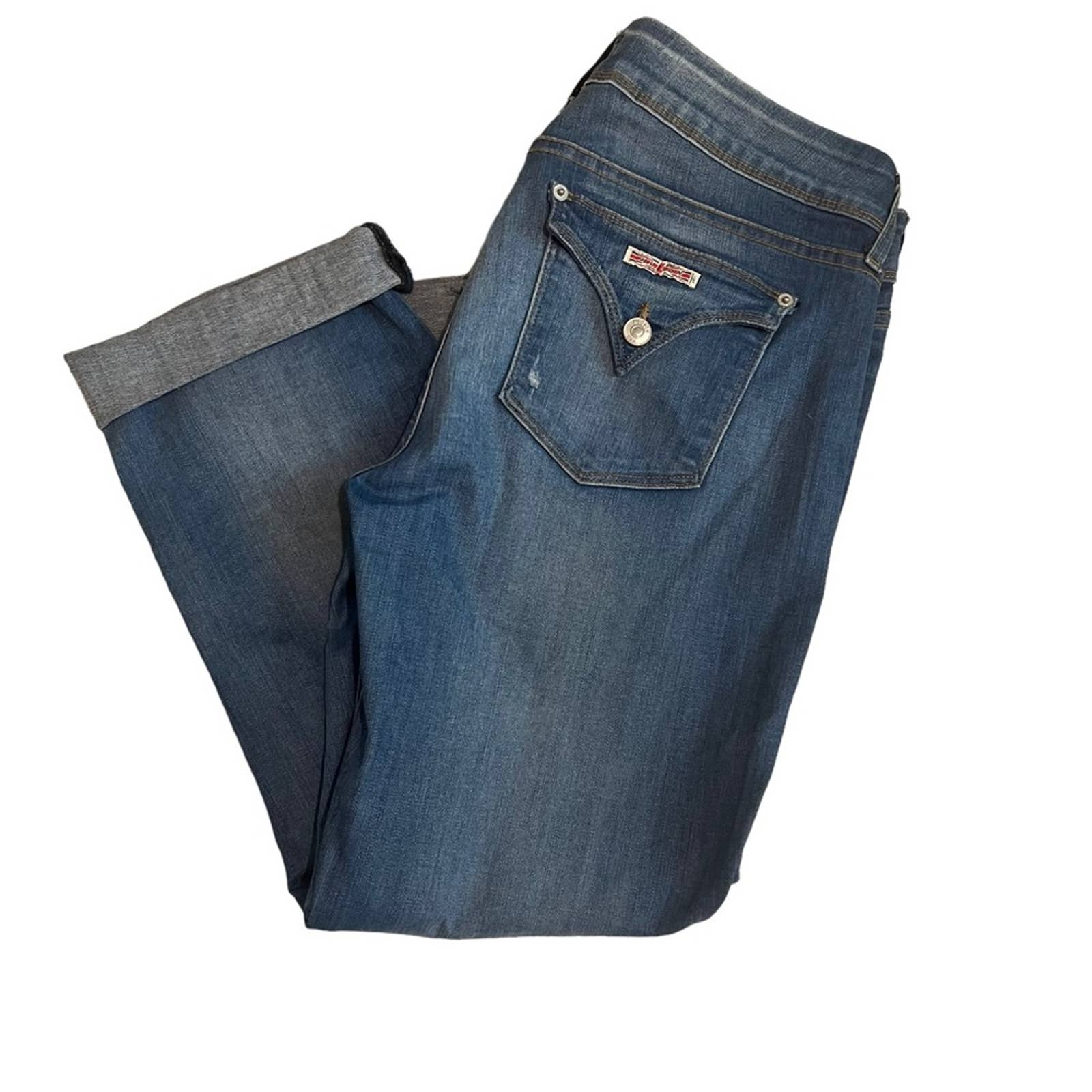 Hudson Jeans Ginny Crop Straight Leg With Cuff Flap Pocket Size 32