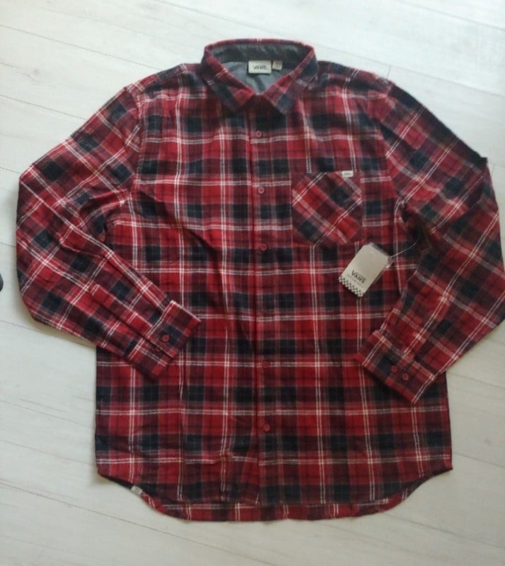 VANS NEW Dude Woven Button Down Flannel Shirt