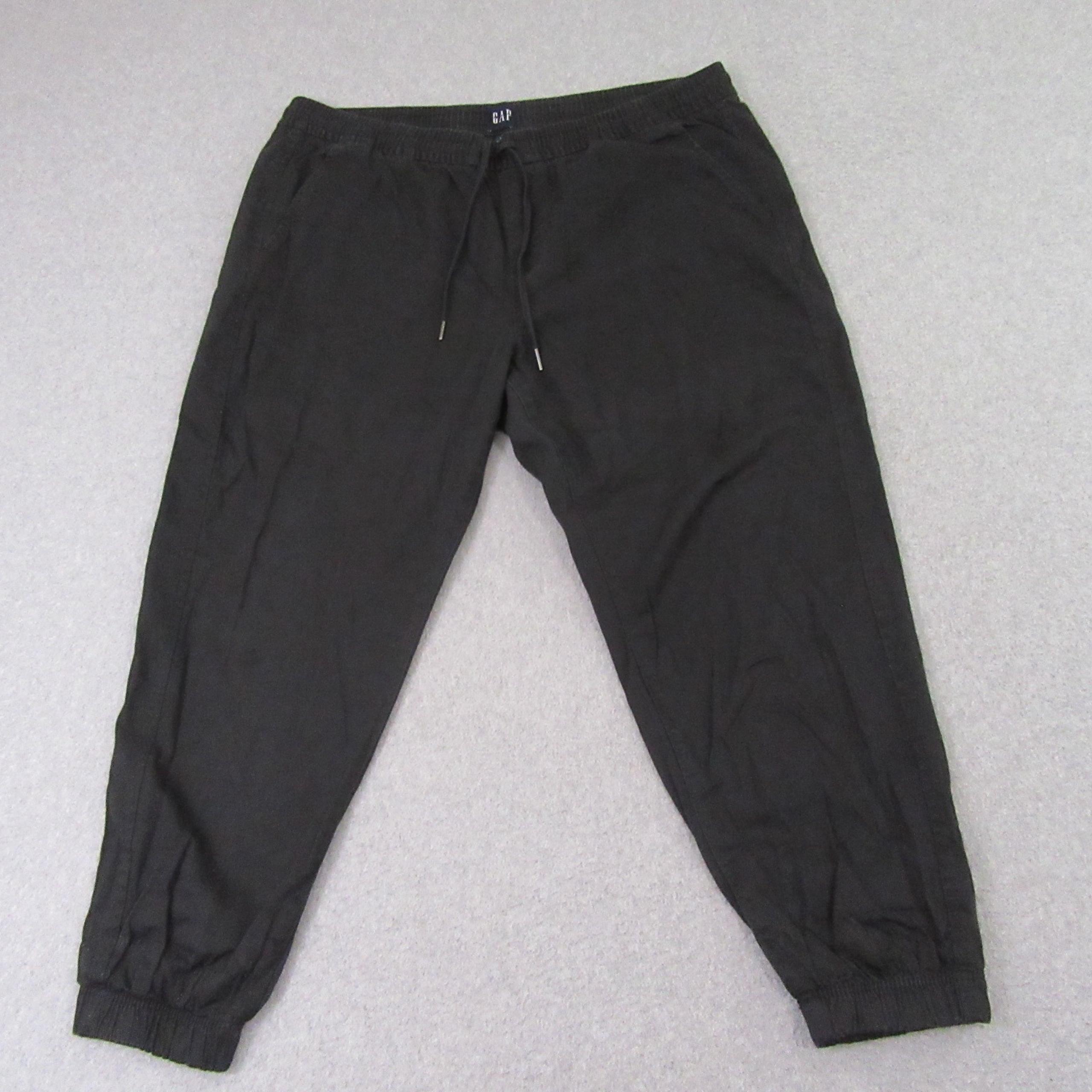 Gap Mens Jogger Pants XL Black Tapered Leg Drawstring Casual Flat Front