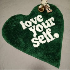 Love yourself Rug Green and white Y2k rug cool rug Green Tufting Heart Bedroom