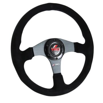 NEW UNIVERSAL 14 TRD Style Racing Black Stitching Suede Sport Steering Wheel