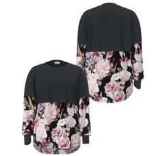 LuLaRoe Womens Sweatshirt Size XL Supply Crew Neck Dipped Black Pink Roses NWT