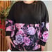LuLaRoe Womens Sweatshirt Size XL Supply Crew Neck Dipped Black Pink Roses NWT